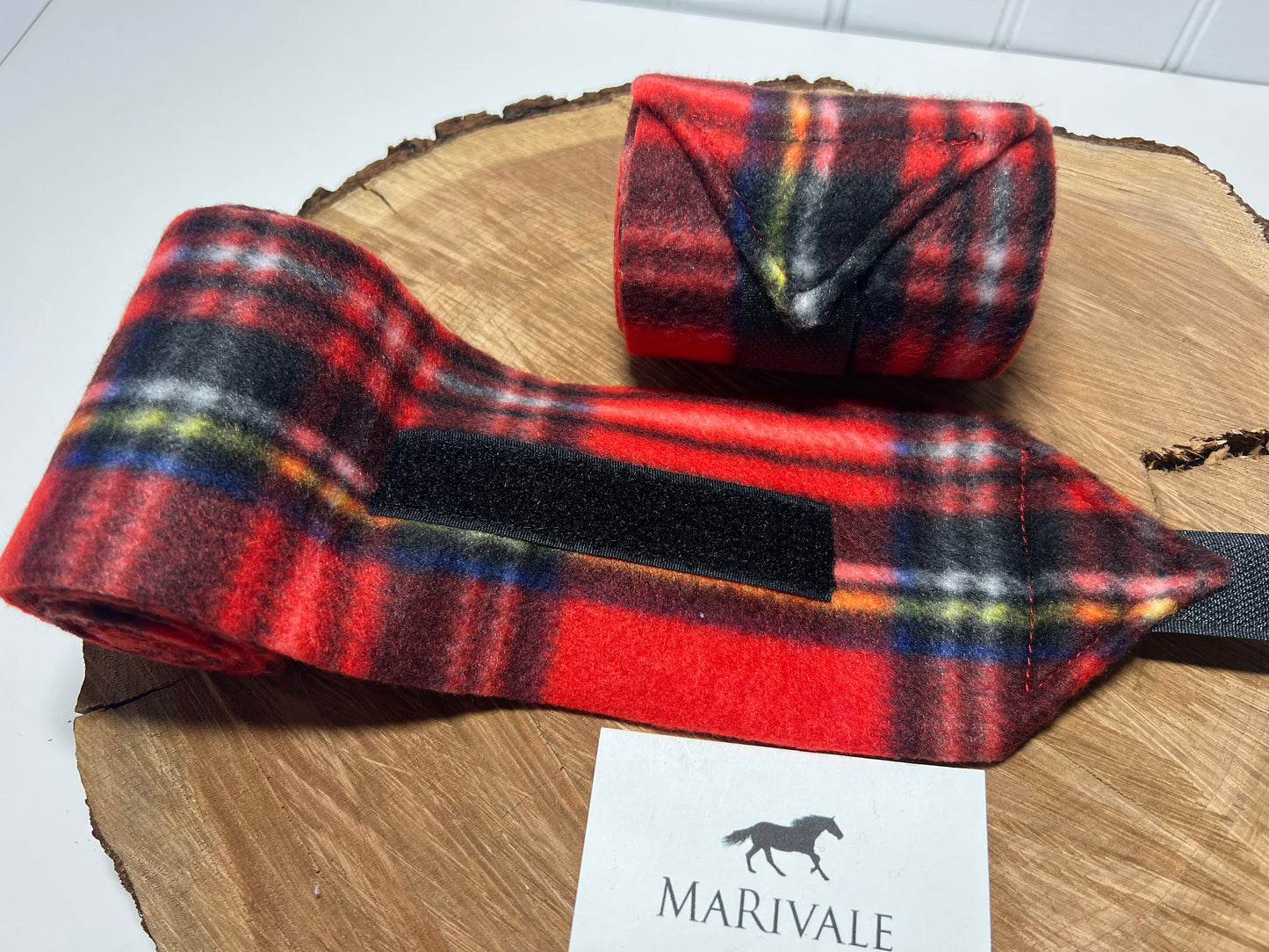 Set of 2 Miniature Polo Wraps - Red Plaid