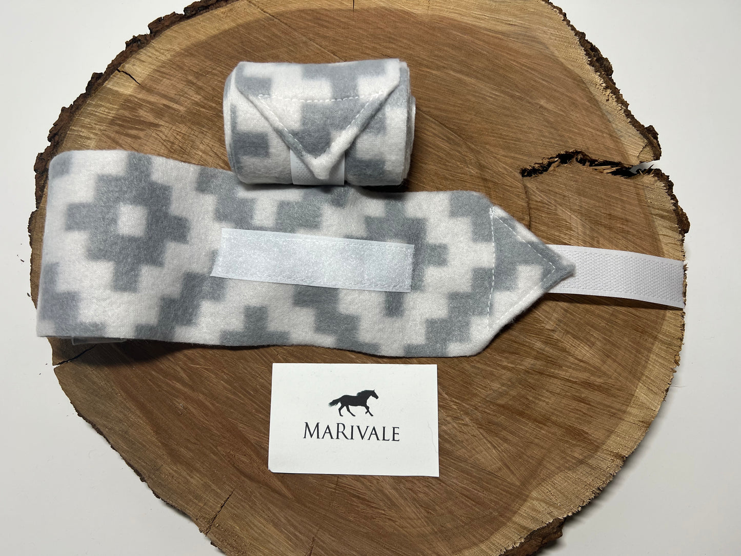 Set of 2 Miniature Polo Wraps - Grey and White Aztec
