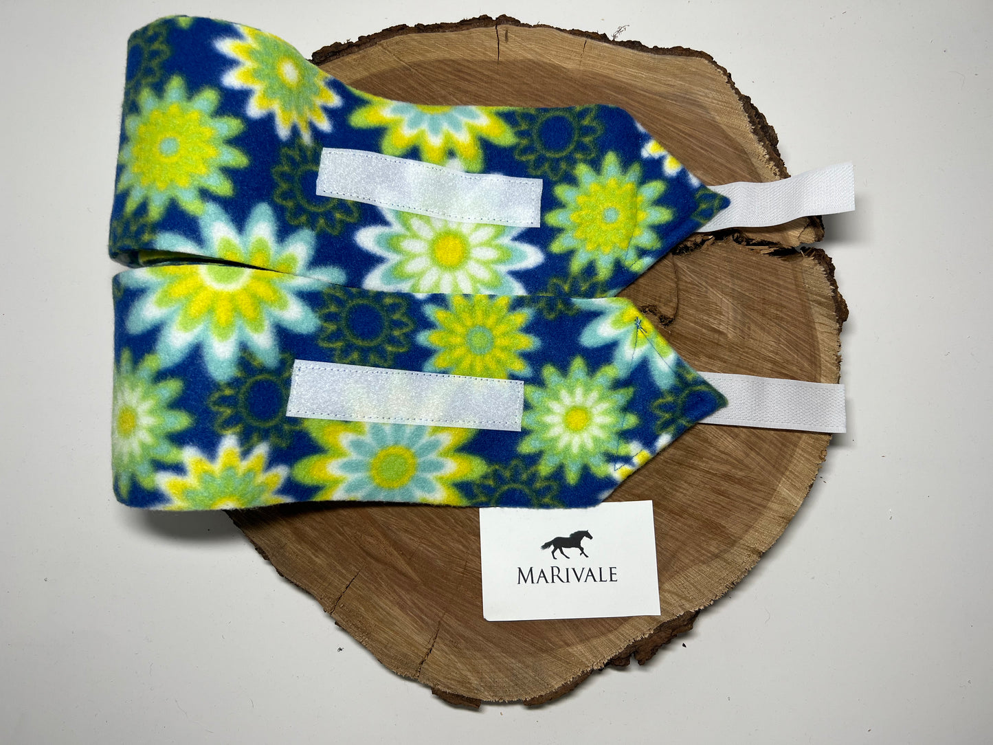 IMPERFECTS - Set of 2 Pony Polo Wraps - Blue with Green Flowers