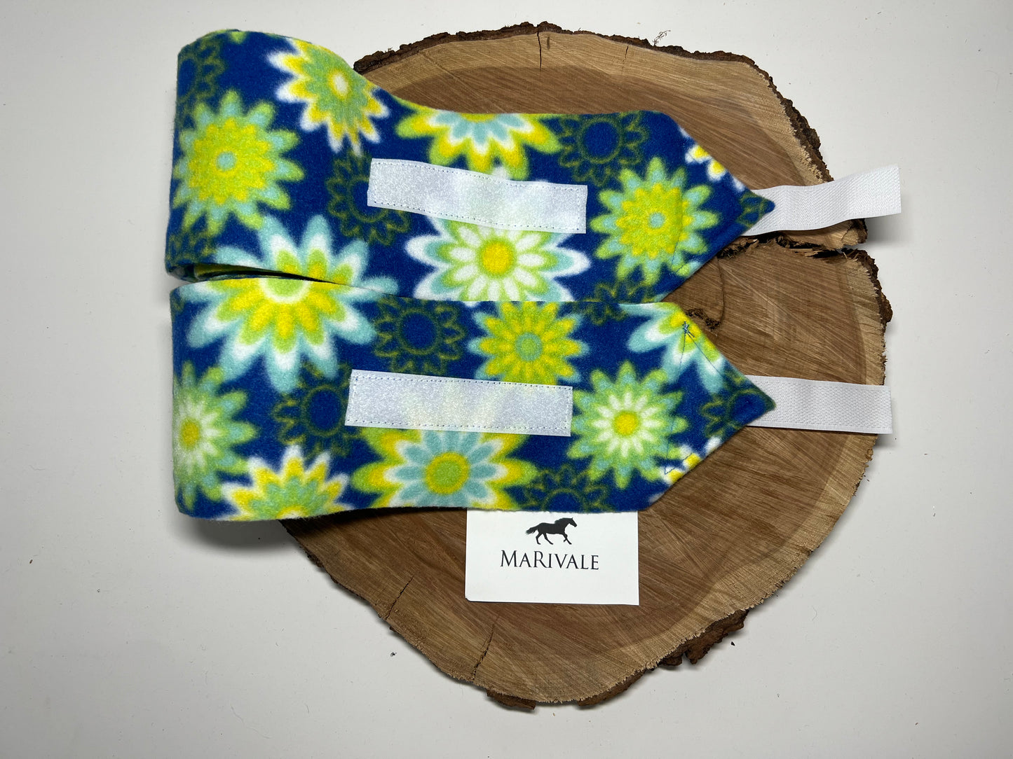 IMPERFECTS - Set of 2 Pony Polo Wraps - Blue with Green Flowers