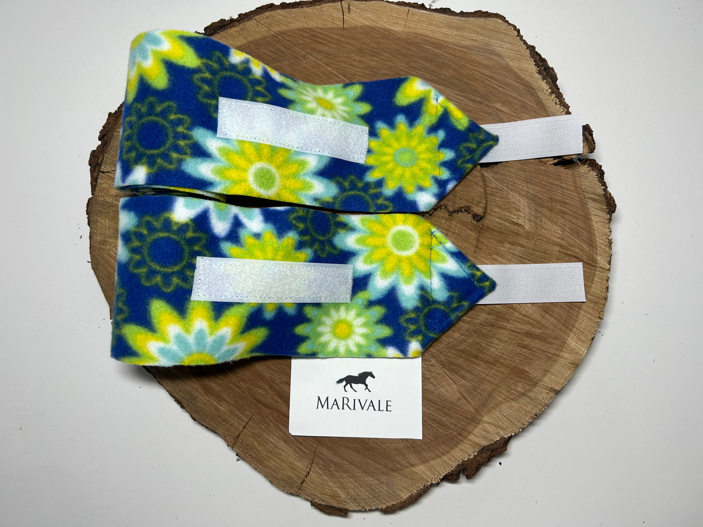 Set of 2 Miniature Polo Wraps - Blue and Green with Flowers