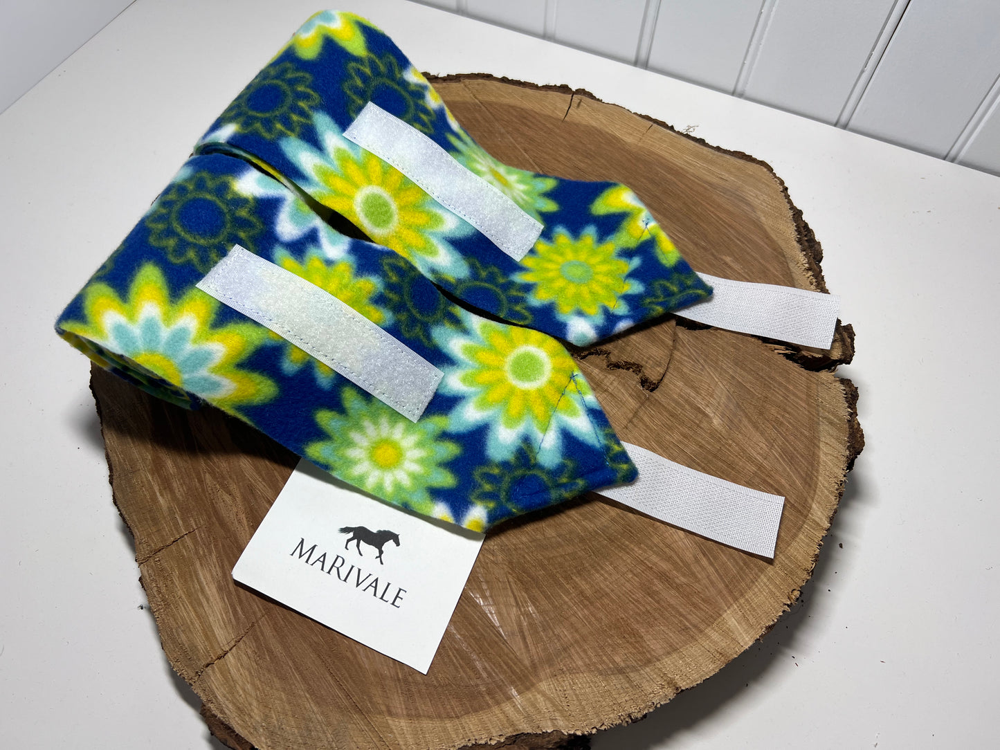 Set of 2 Miniature Polo Wraps - Blue and Green with Flowers