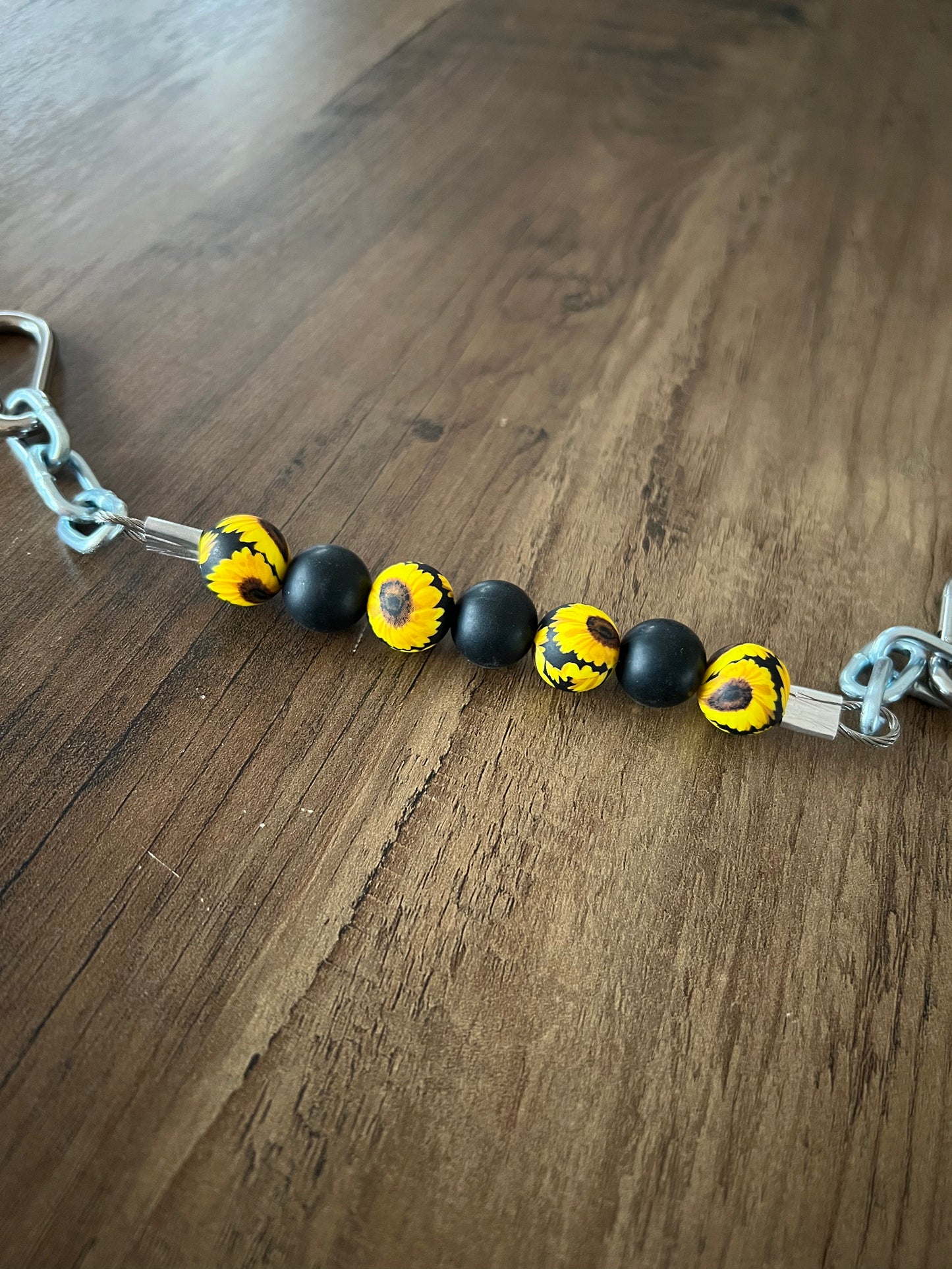 Beaded Silicone Curb Strap with Chain