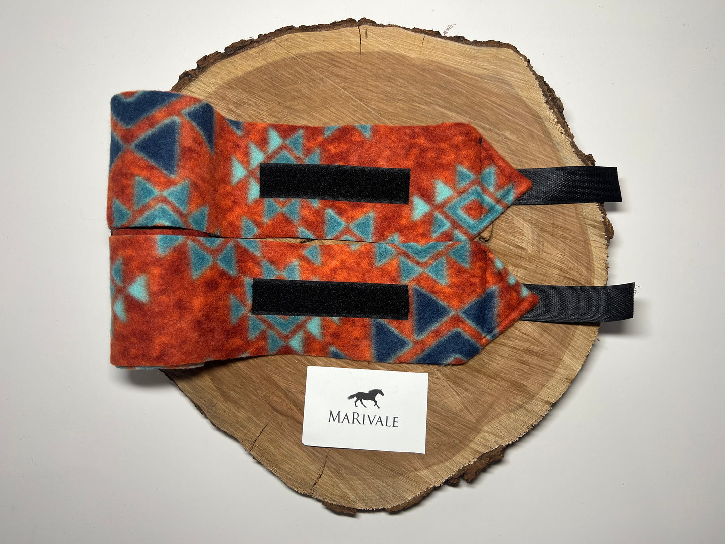 Set of 2 Miniature Polo Wraps - Burnt Orange Aztec