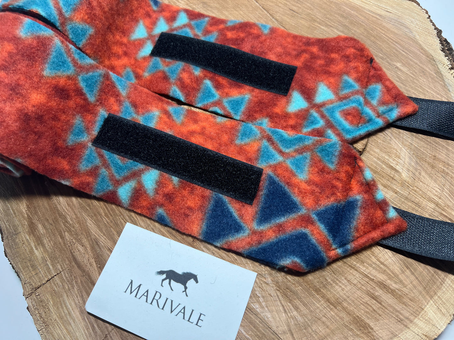Set of 2 Miniature Polo Wraps - Burnt Orange Aztec