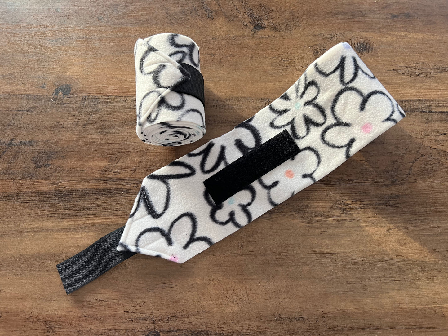 Set of 2 Horse Polo Wraps - White with Flowers