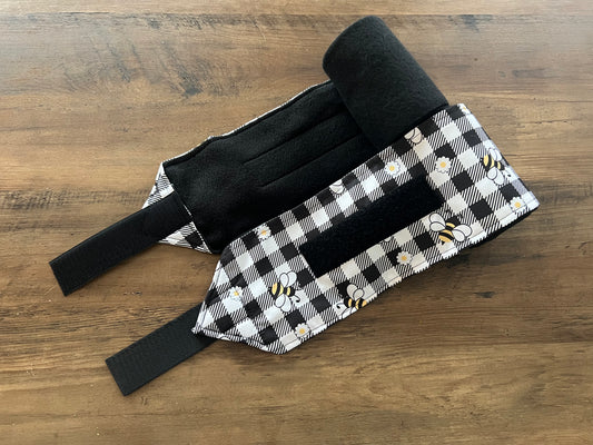 Set of 2 Horse Polo Wraps - Black with Bees