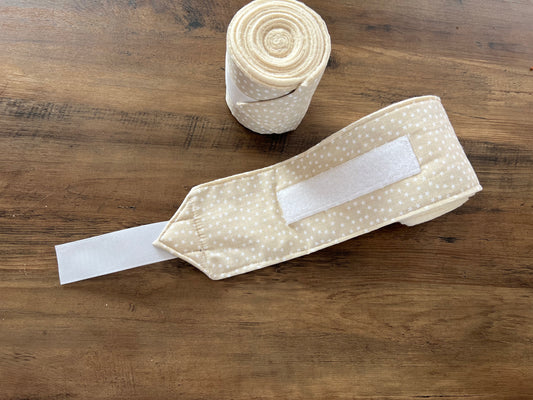 Set of 2 Horse Polo Wraps - Cream Beige with Stars