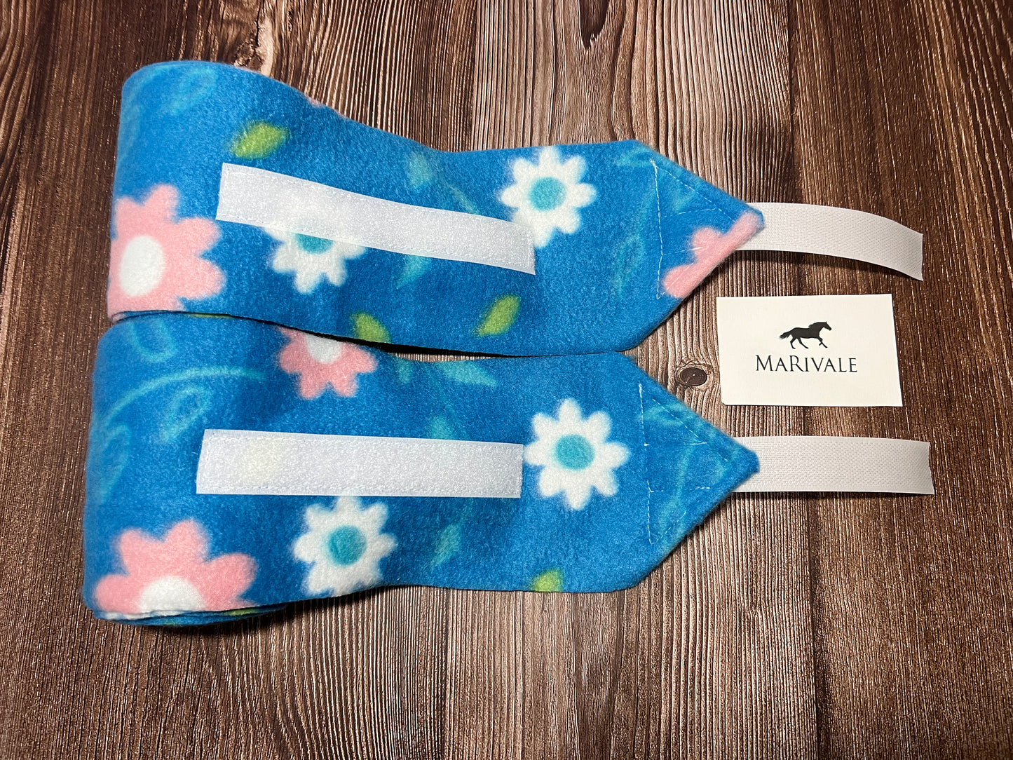 Set of 2 Horse Polo Wraps - Blue Flowers