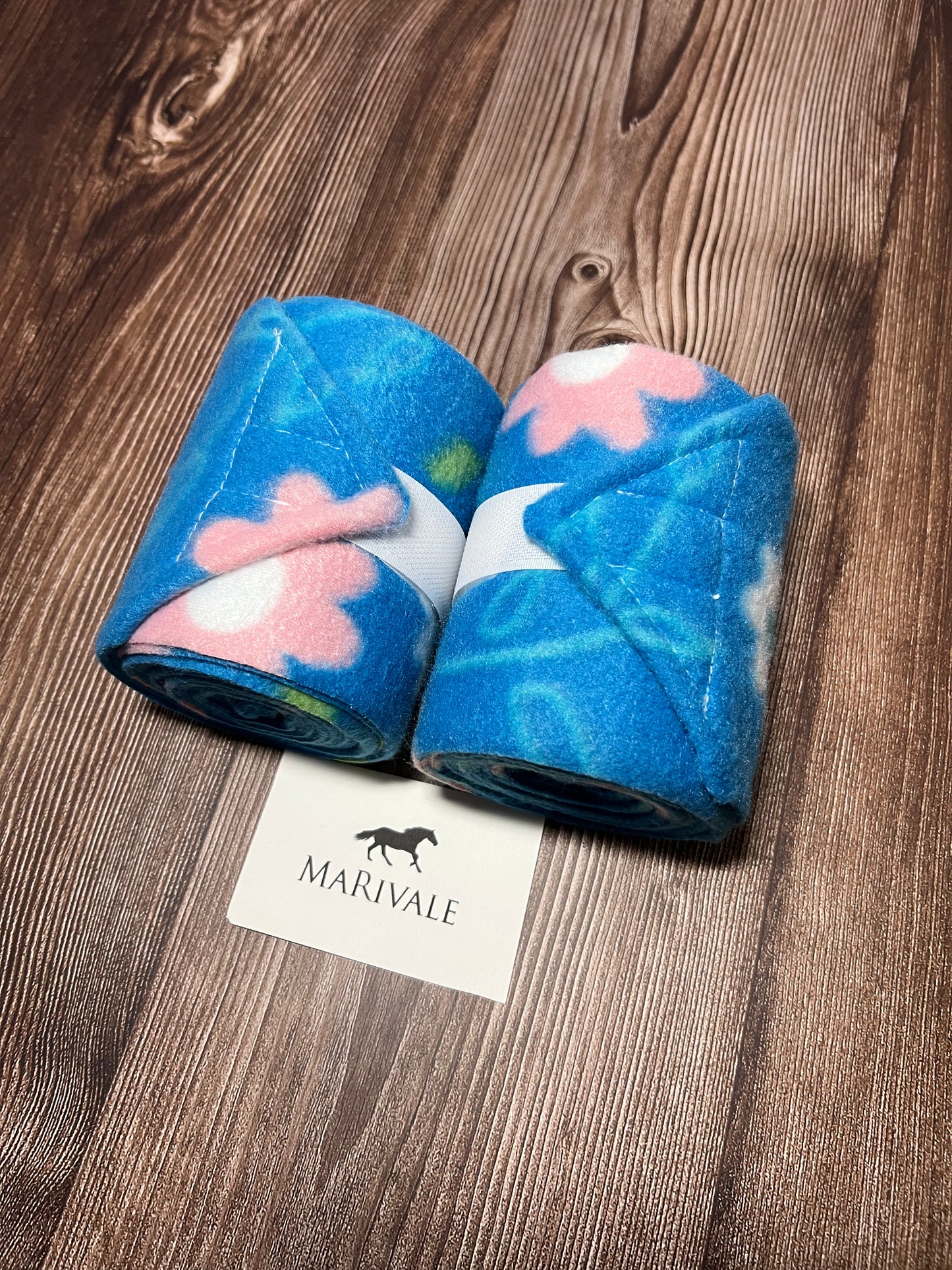 Set of 2 Horse Polo Wraps - Blue Flowers