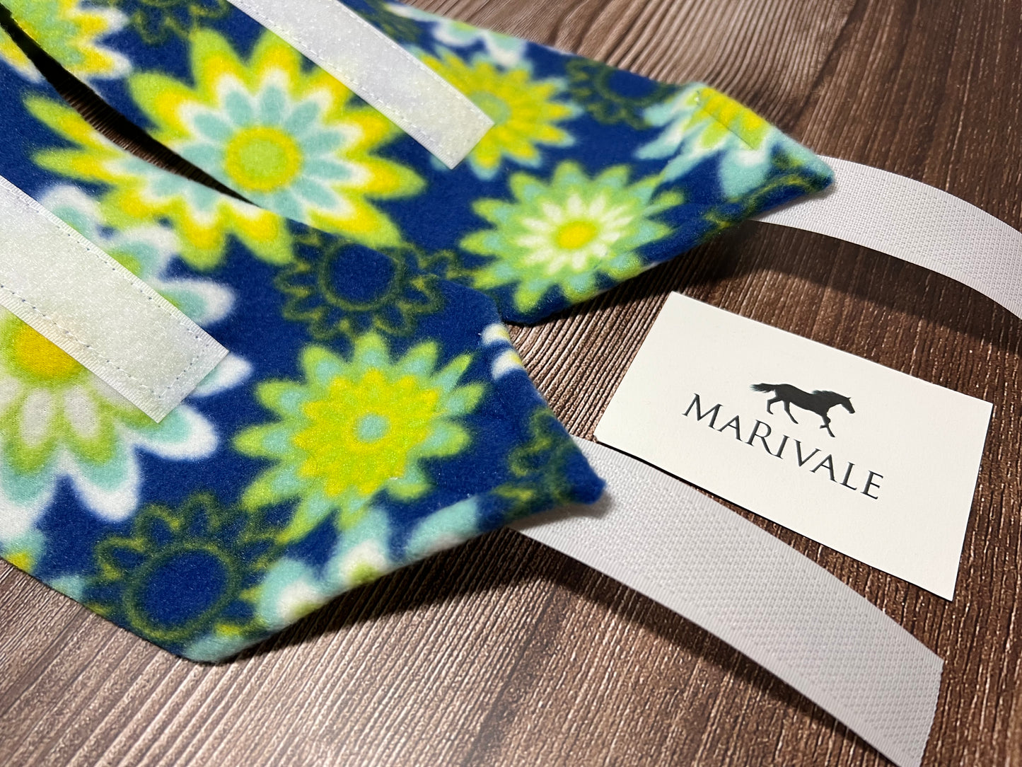 Set of 2 Horse Polo Wraps - Blue and Green with Flowers