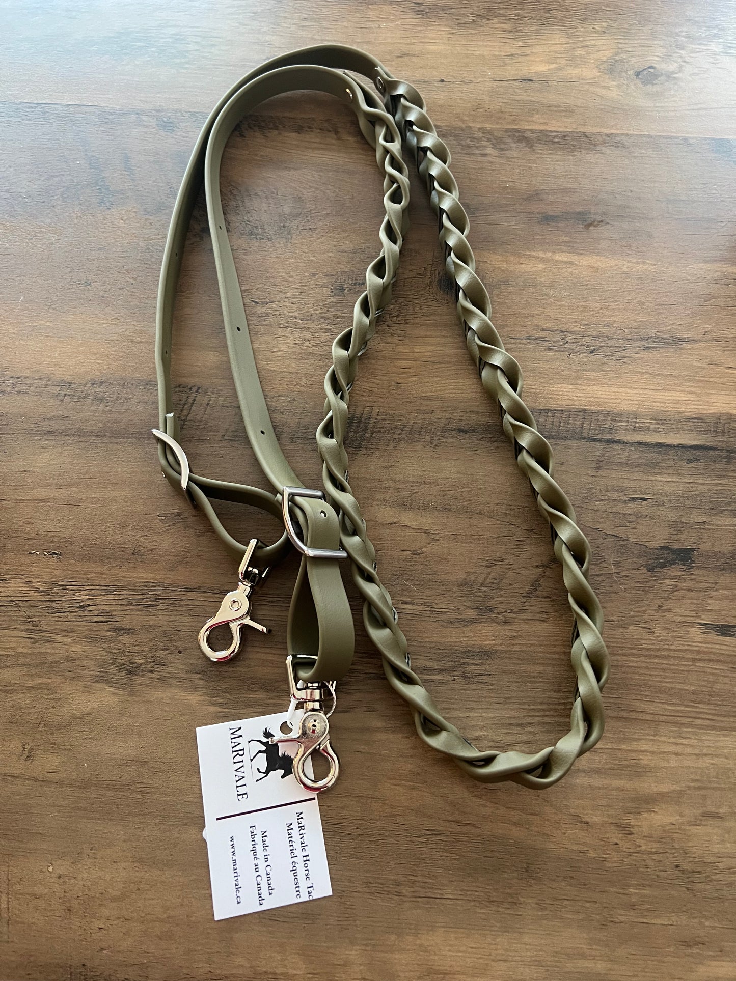 Rêne tressée ajustable en BioThane *Fabriquée sur commande*