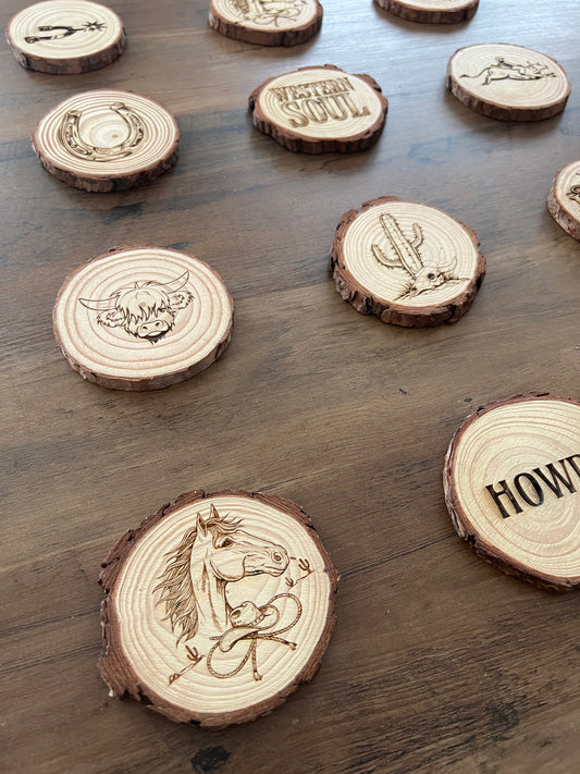 Sous-verres en pin Western (ensemble de 4)