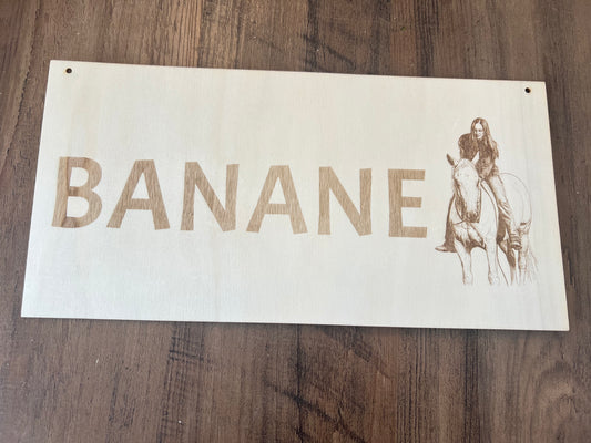 Plaque de box en bois gravé personnalisé