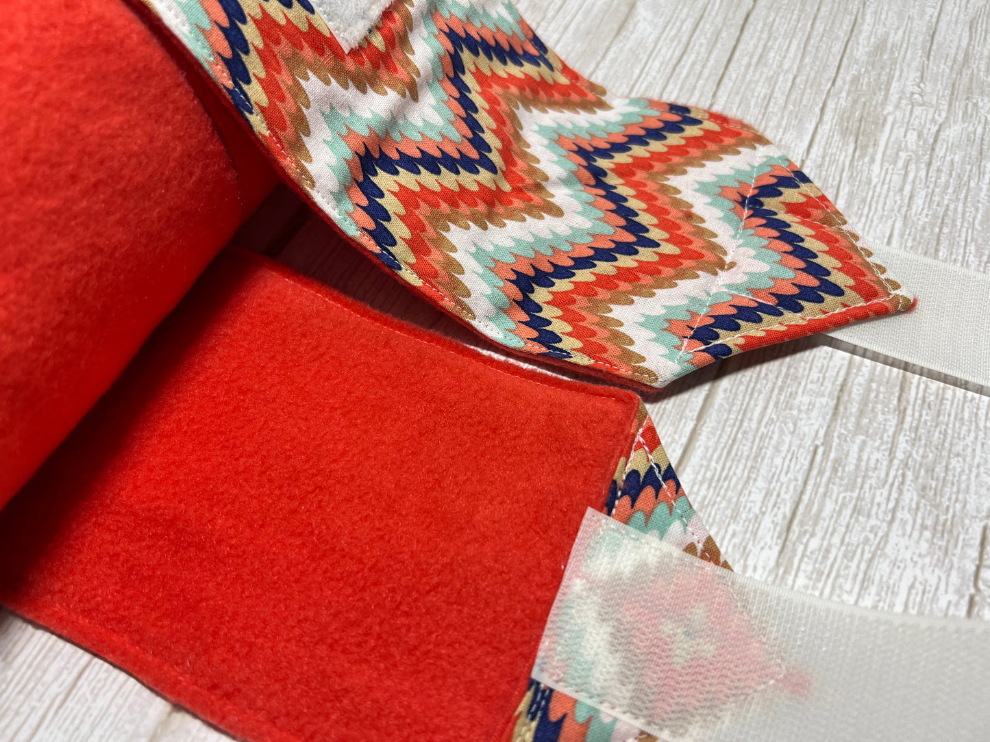 Set of 2 Horse Polo Wraps - Blush Red with Design