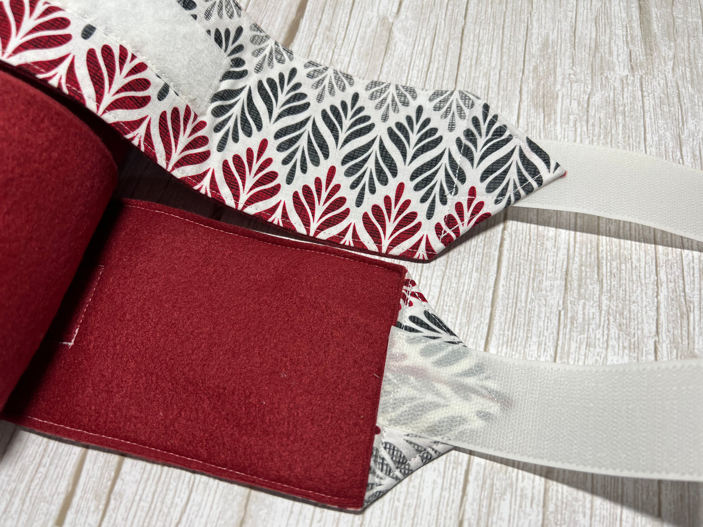 Set of 2 Horse Polo Wraps - Wine Red with Design