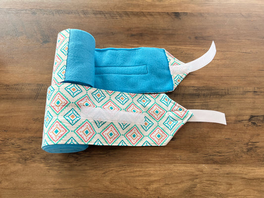 Lot de 2 polos pour chevaux - Bleu avec chevrons