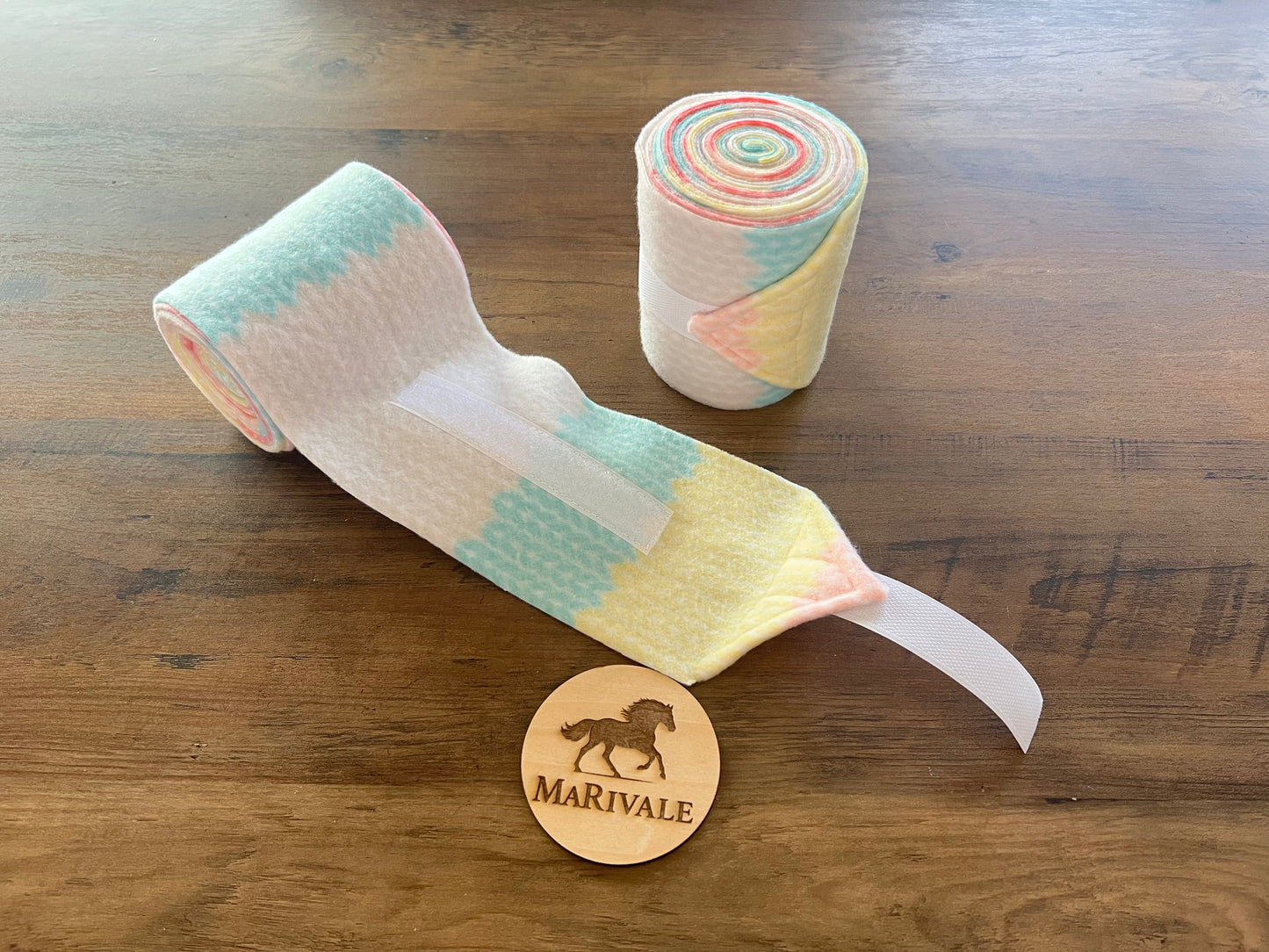 Lot de 2 polos pour chevaux - Couleurs pastel motif tricot 