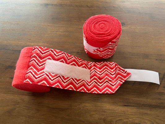Lot de 2 polos pour chevaux - Rouge avec motif à chevrons