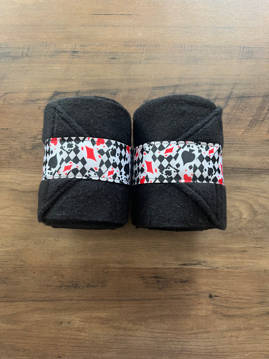 Lot de 2 polos pour chevaux - Noir avec ruban de cartes à jouer