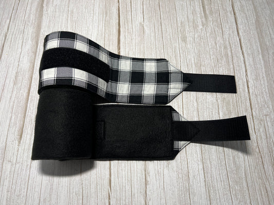 Set of 2 Horse Polo Wraps - Black with Plaid