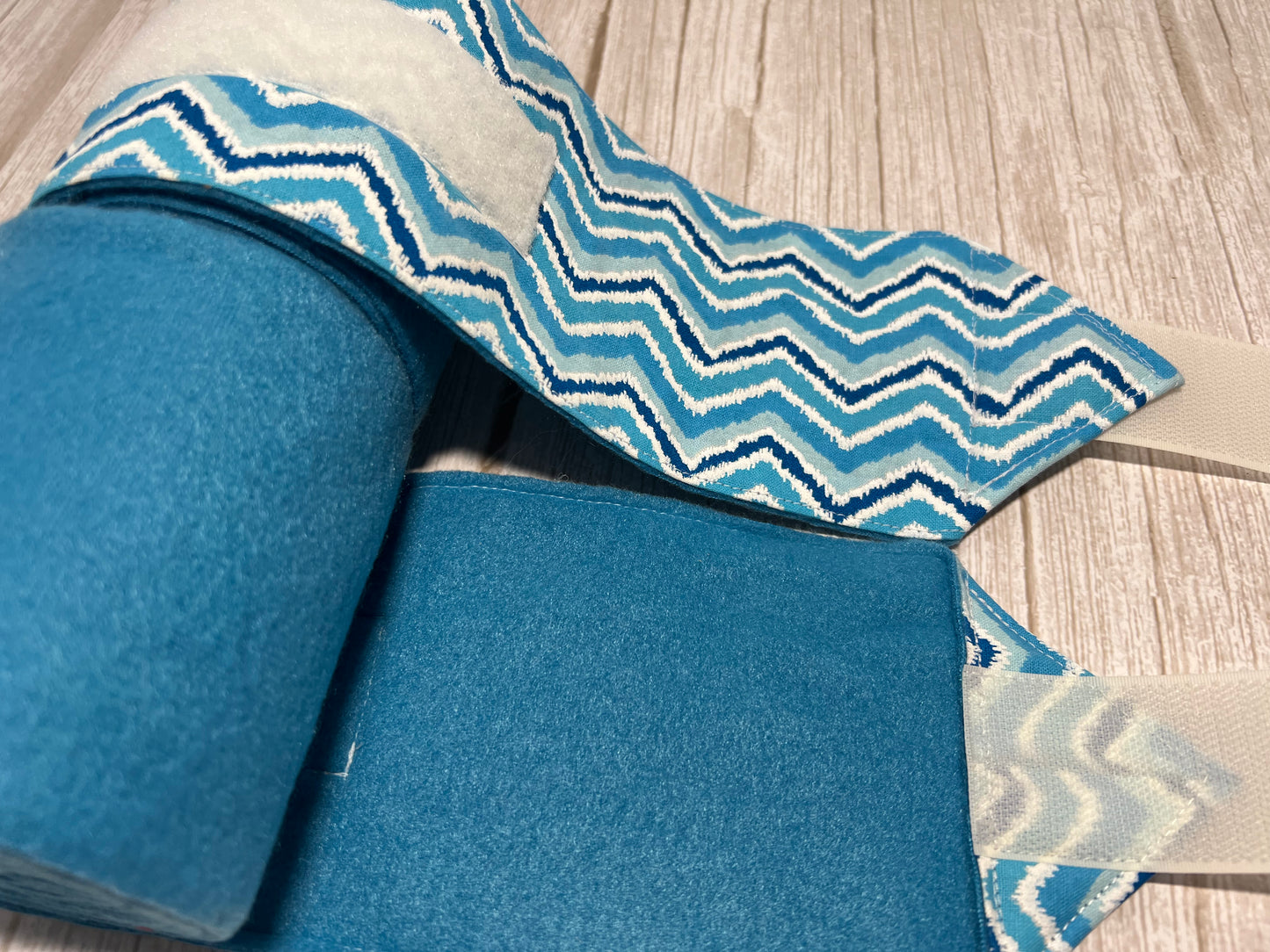 Set of 2 Horse Polo Wraps - Blue with Chevron