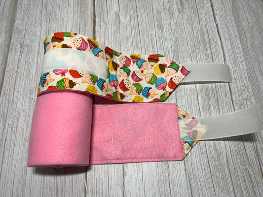 Set of 2 Horse Polo Wraps - Pink with Cupcakes