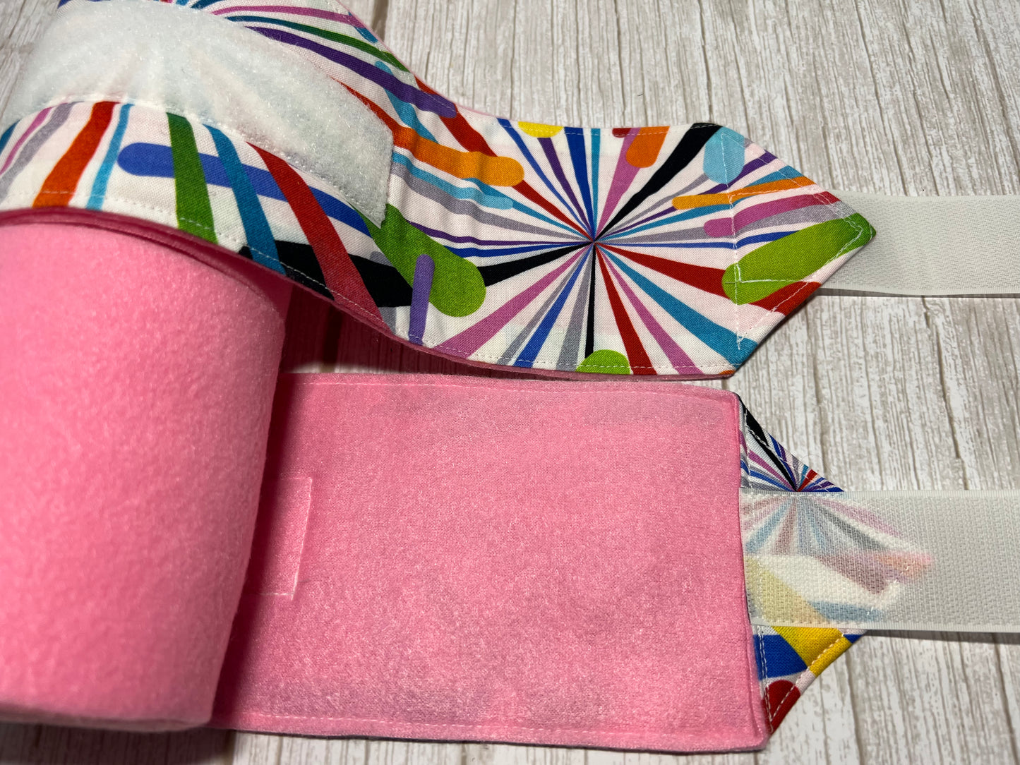 Set of 2 Horse Polo Wraps - Pink with Colorful Design
