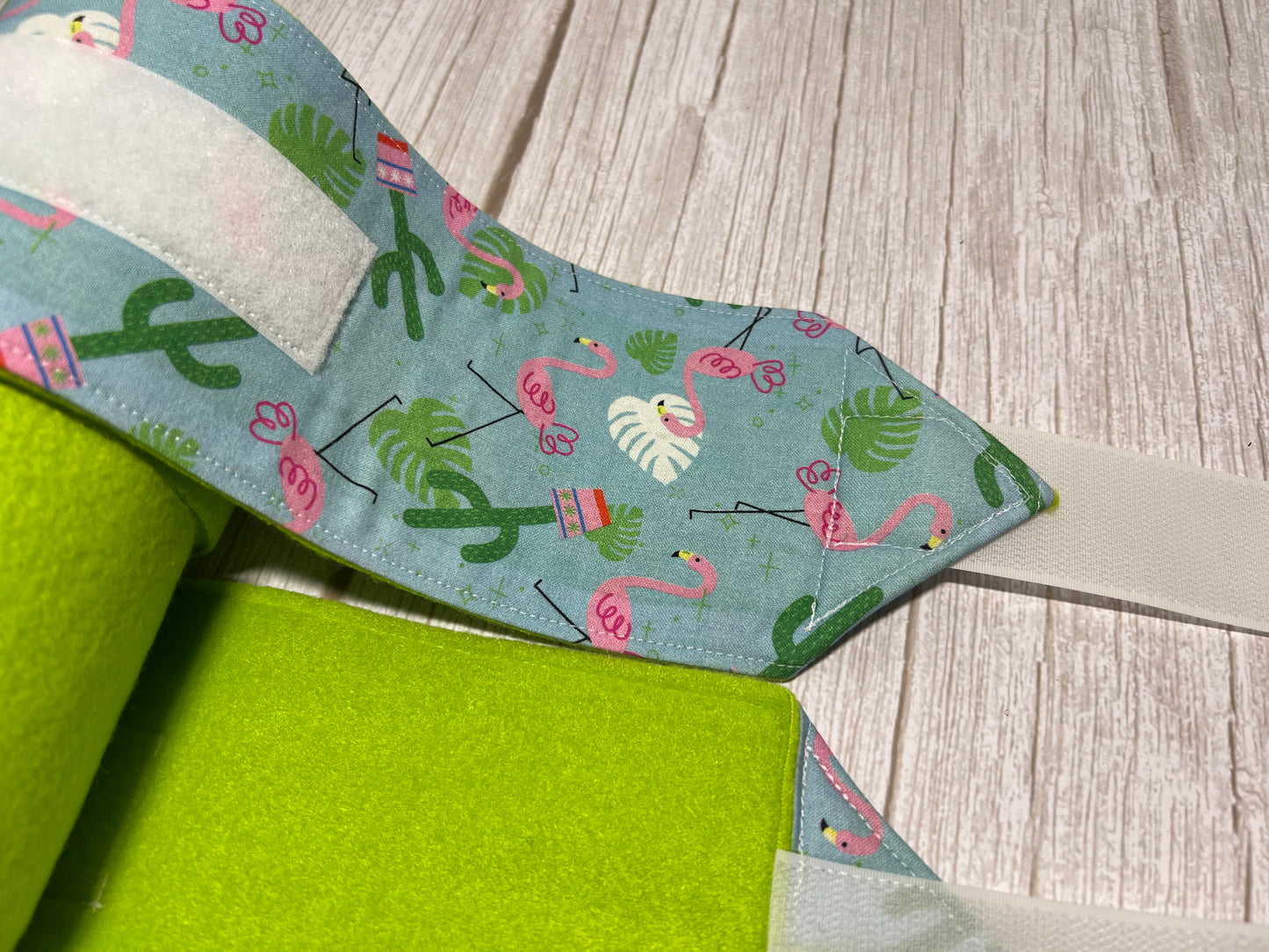 Set of 2 Horse Polo Wraps - Lime Green with Cactus Flamingo