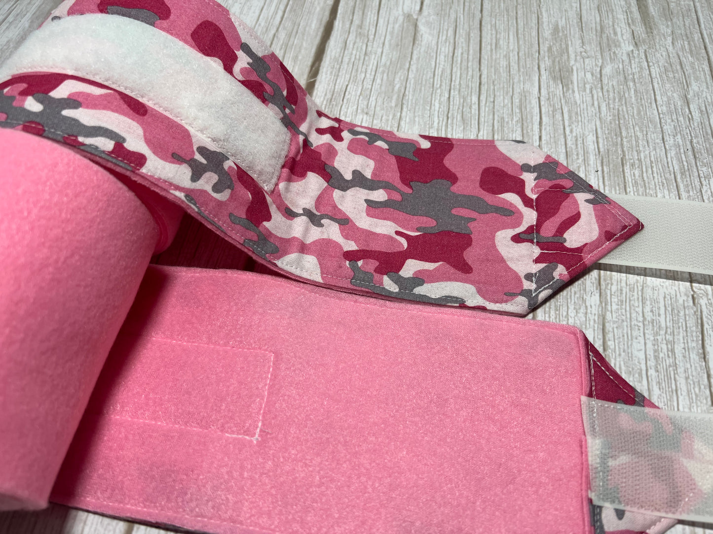 Set of 2 Horse Polo Wraps - Pink with Camo