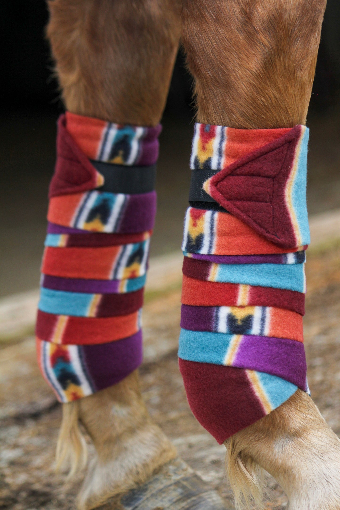 Set of 4 Horse Polo Wraps - Large Strips Warm Tones
