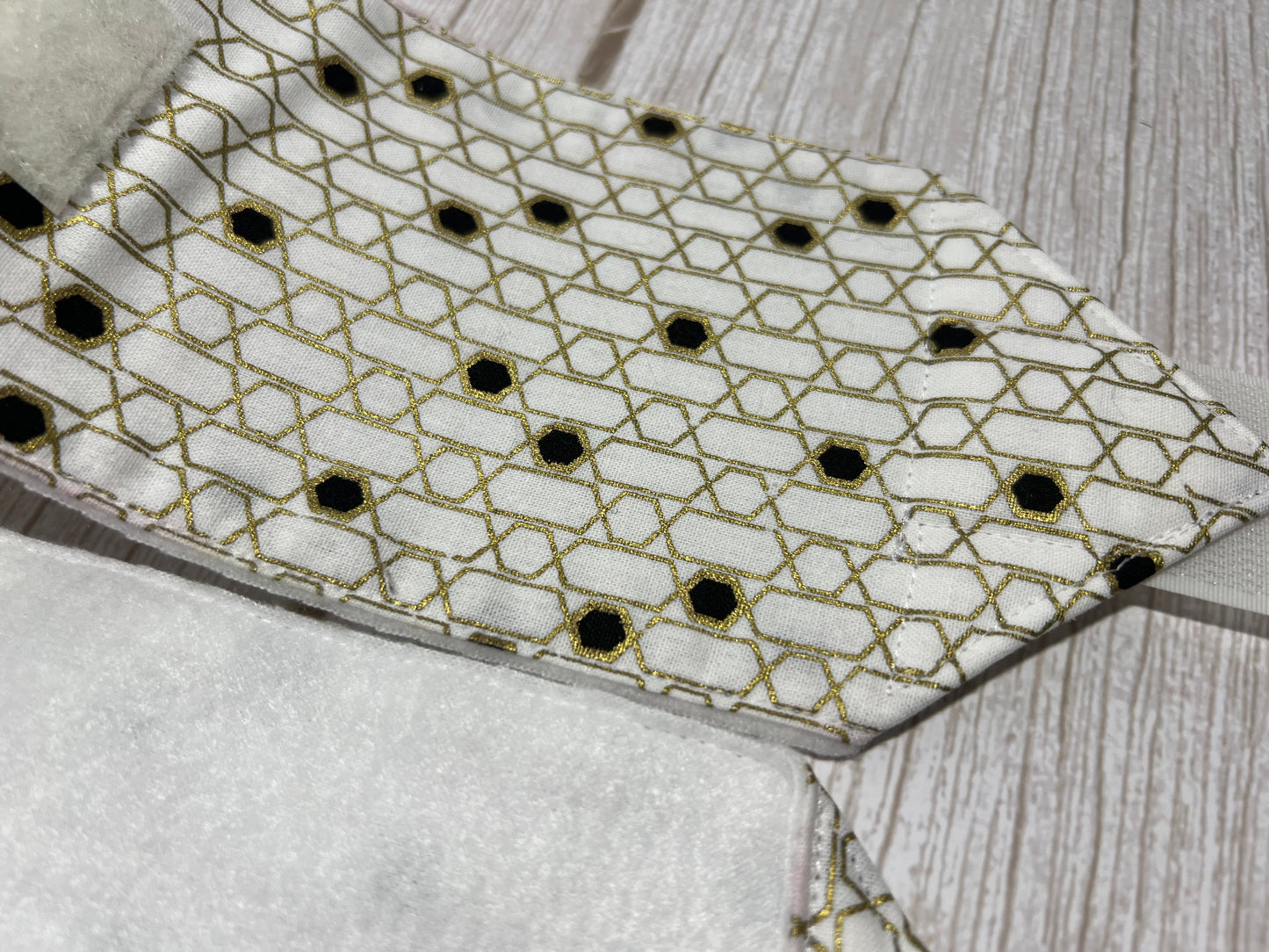 Set of 2 Horse Polo Wraps - White with Gold Design