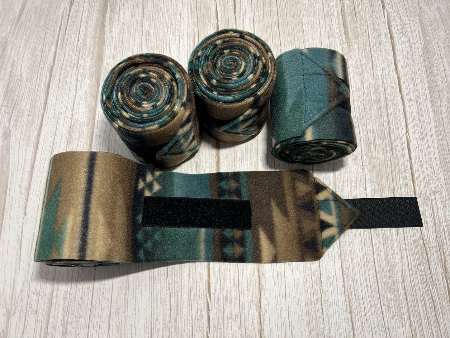 Set of 4 Horse Polo Wraps - Brown Aztec