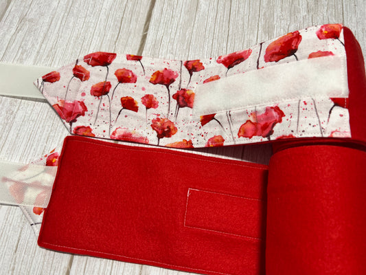 Set of 2 Horse Polo Wraps - Red with Flowers