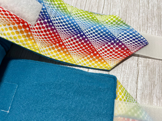 Set of 2 Horse Polo Wraps - Blue with Multicolor Design