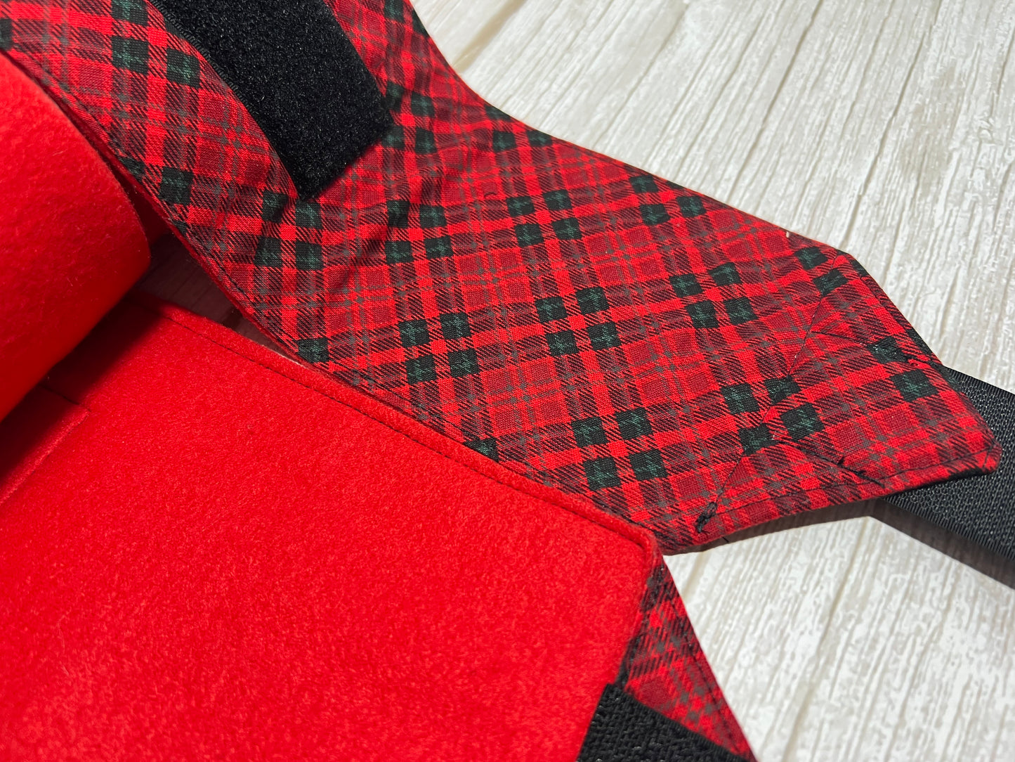 Set of 2 Horse Polo Wraps - Red with Plaid