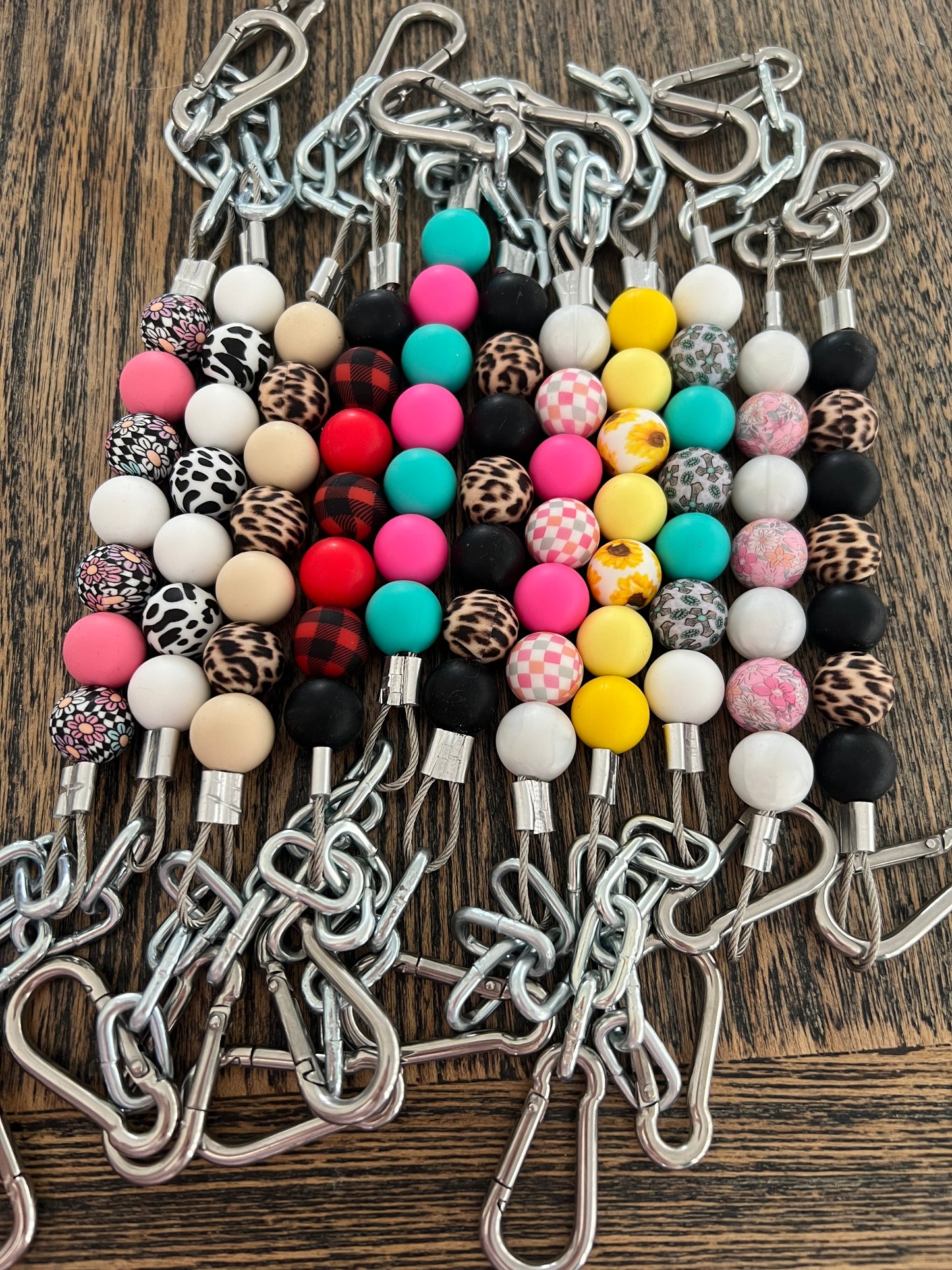 Beaded Silicone Curb Strap with Chain