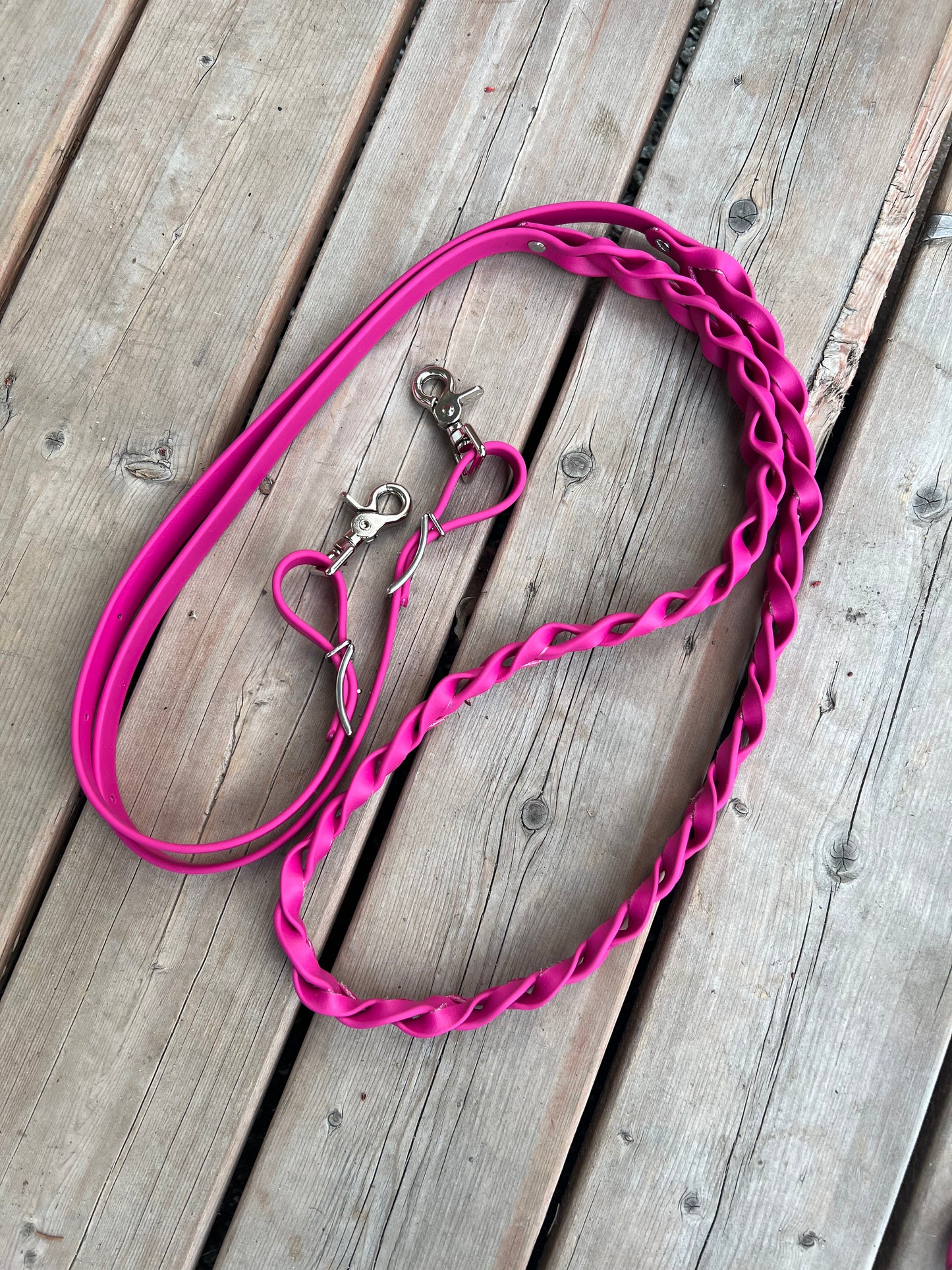 Rêne tressée ajustable en BioThane *Fabriquée sur commande*