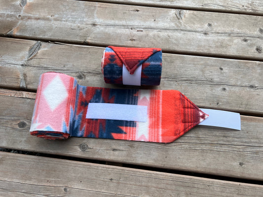 Lot de 2 polos pour chevaux - Aztèque rouge et bleu 