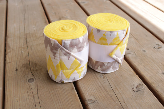 Lot de 2 polos pour chevaux - Jaune avec motif