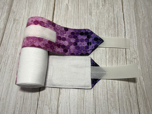 Set of 2 Horse Polo Wraps - White with Geometric Design