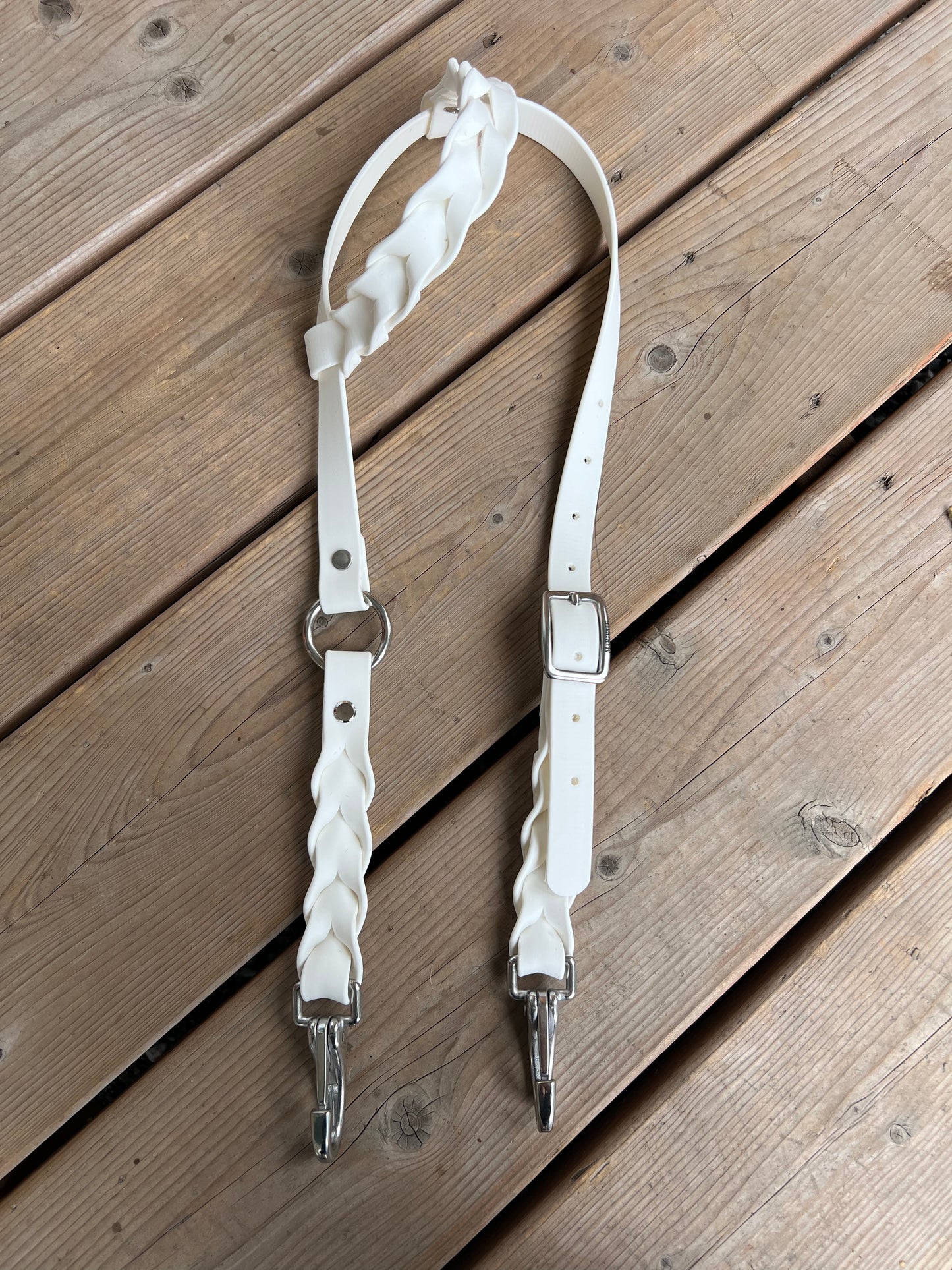 Bride à une oreille en BioThane tressée *Fabriquée sur commande*