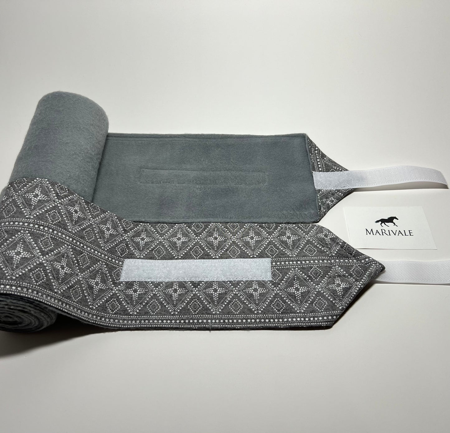 Set of 2 Horse Polo Wraps - Grey with Design
