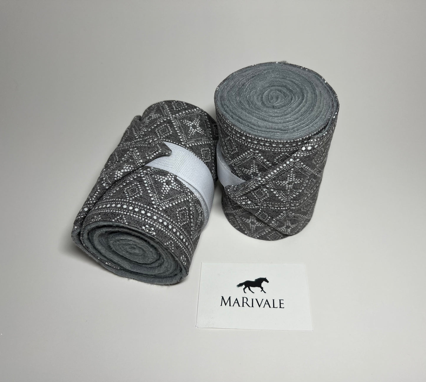 Set of 2 Horse Polo Wraps - Grey with Design