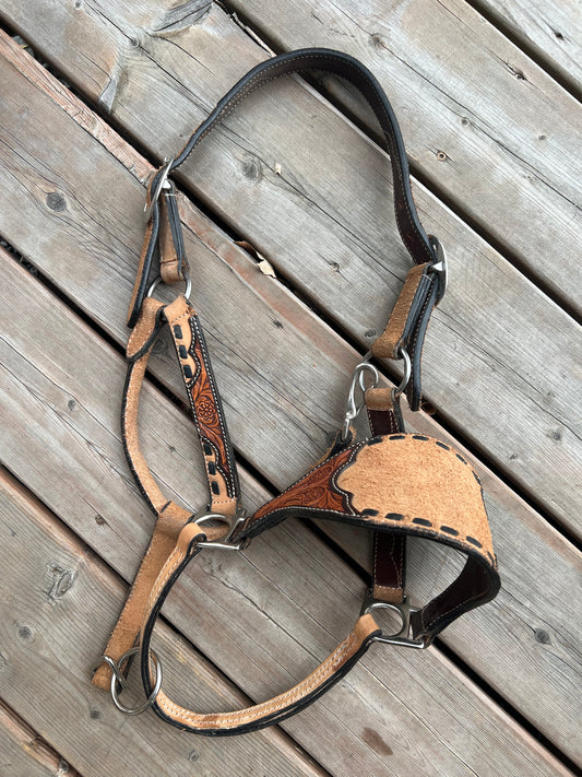 Licou usagé avec noseband bronc en cuir pour cheval Professional’s Choice