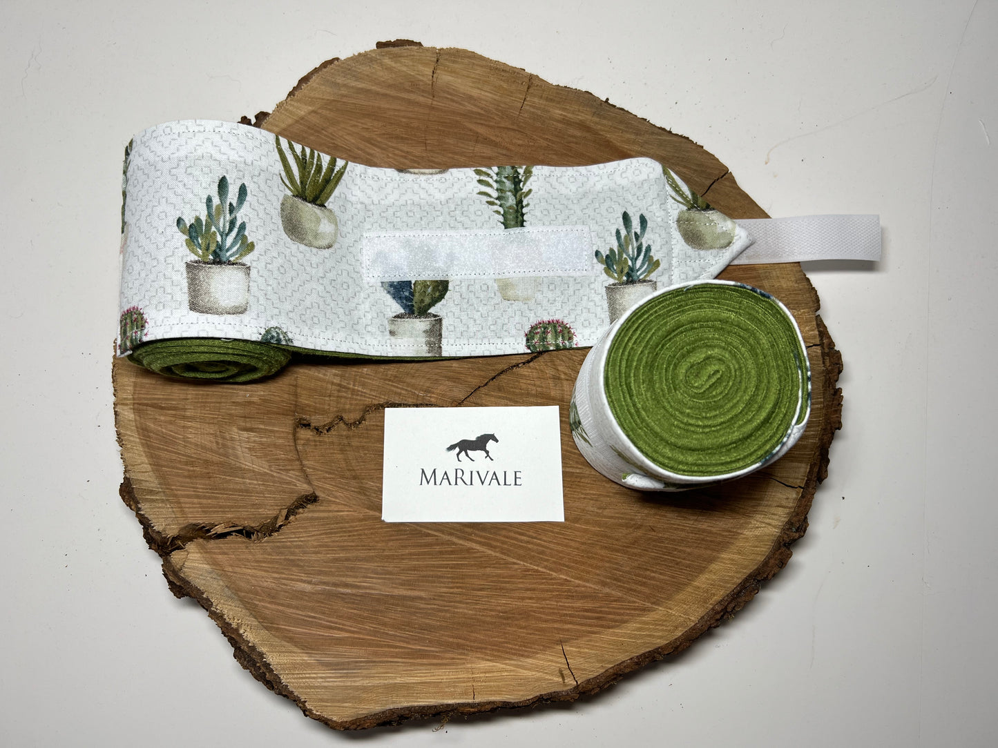 Lot de 2 polos pour poney - Vert Olive avec Cactus