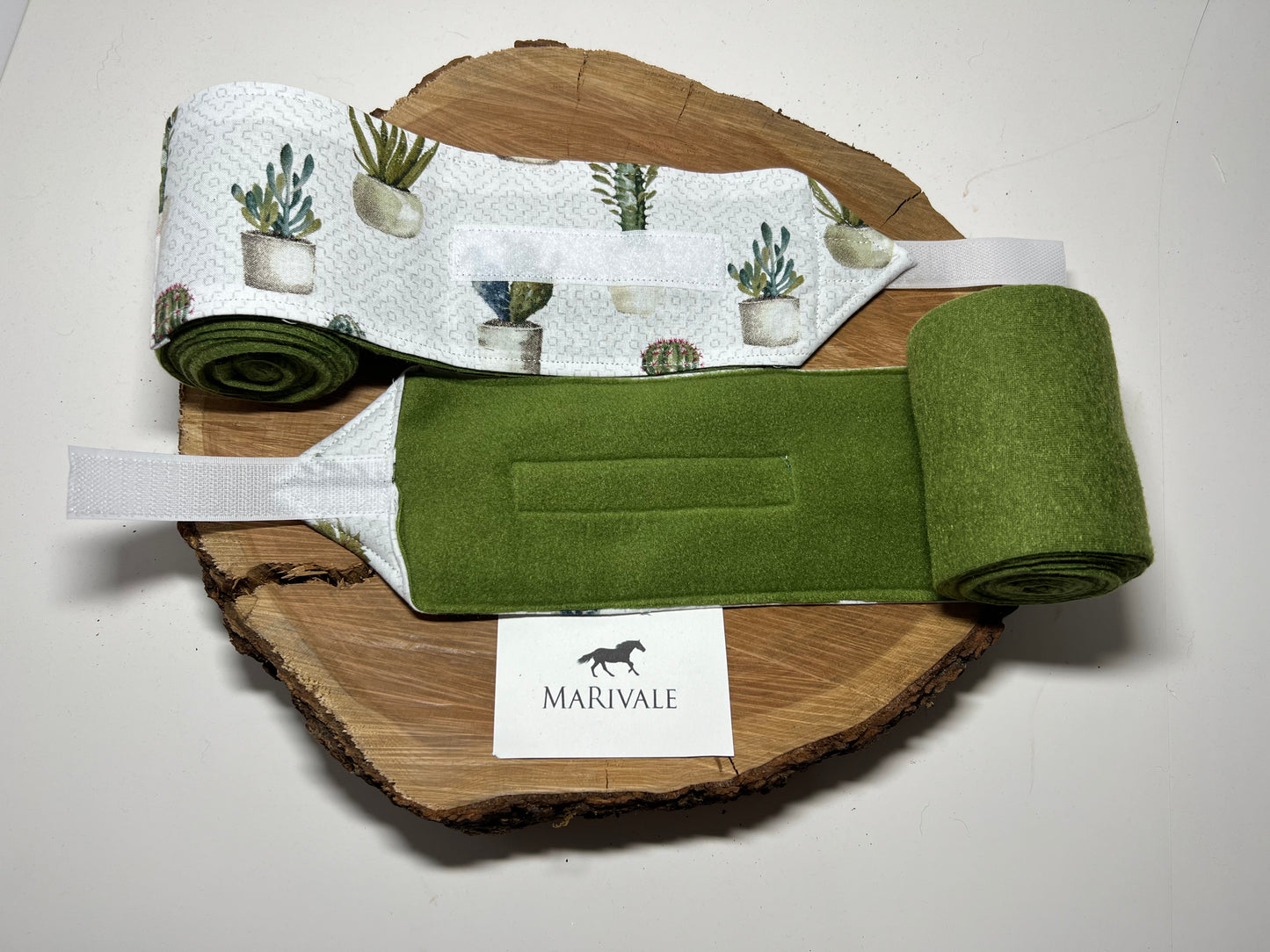 Lot de 2 polos pour poney - Vert Olive avec Cactus