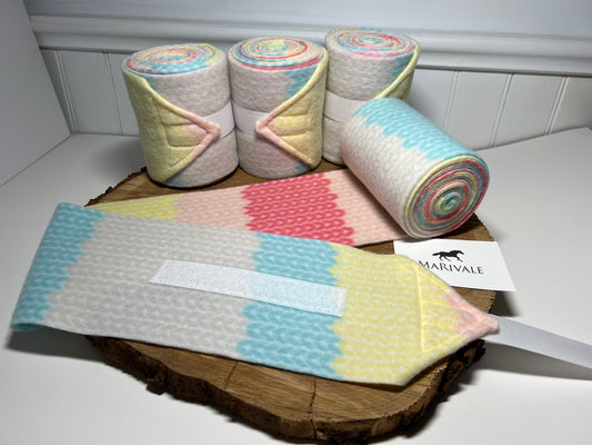 Set of 4 Horse Polo Wraps - Knitwear Pastel Colors