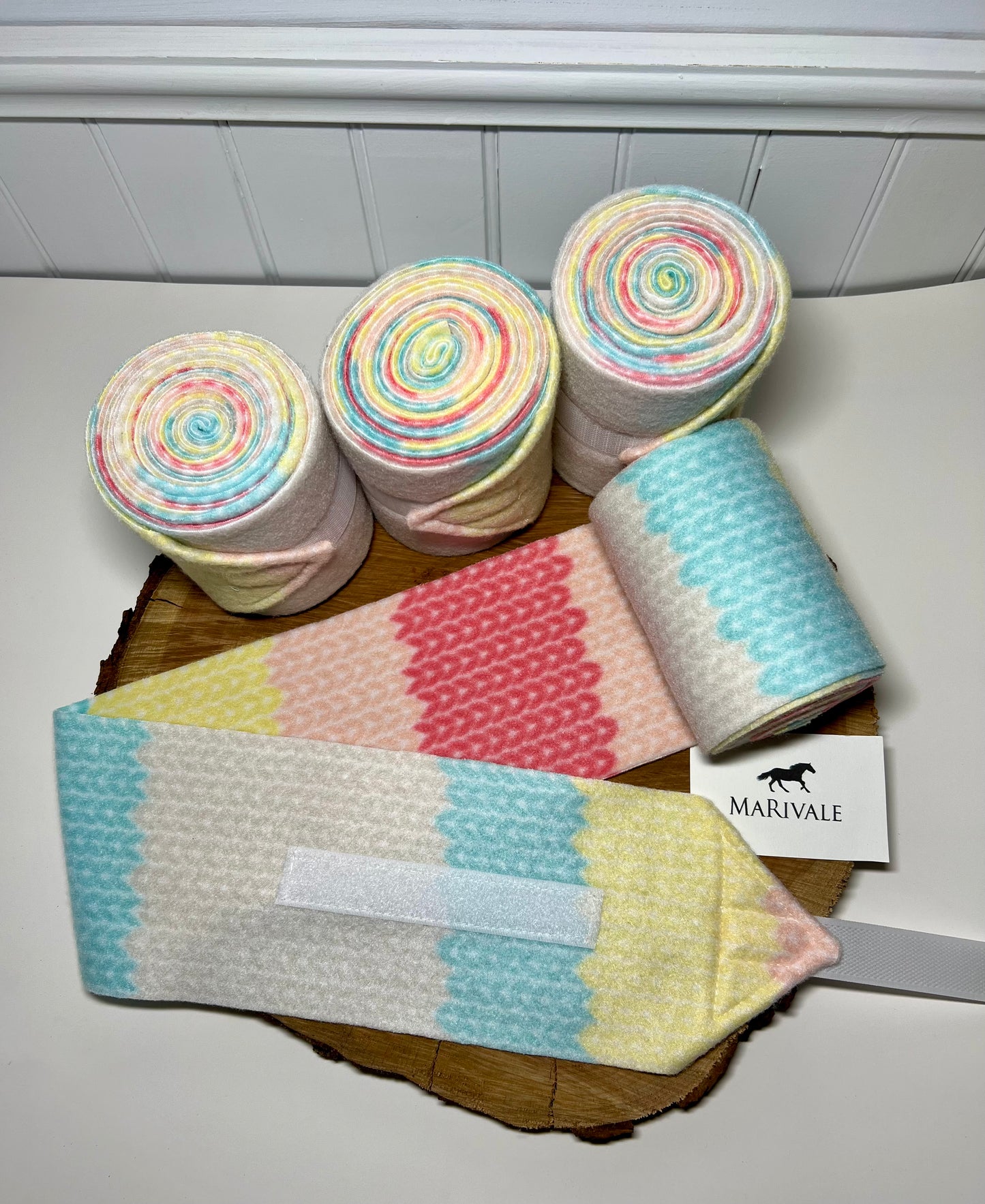 Set of 4 Horse Polo Wraps - Knitwear Pastel Colors